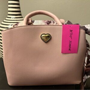 Blush Betsey Johnson satchel bag with scarf BNWT